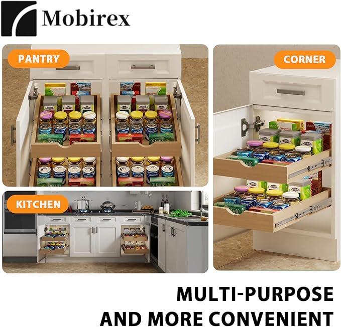 Pull Out Drawers for Cabinet Wood Slide Out Cabinet Organizer and Storage Cabinet Kitchen Drawers Slide Out Shelves Pull Out Shelves in Kitchen Pantry Bathroom with Soft Close 30"W x 22"D x 3"H - ModernBath