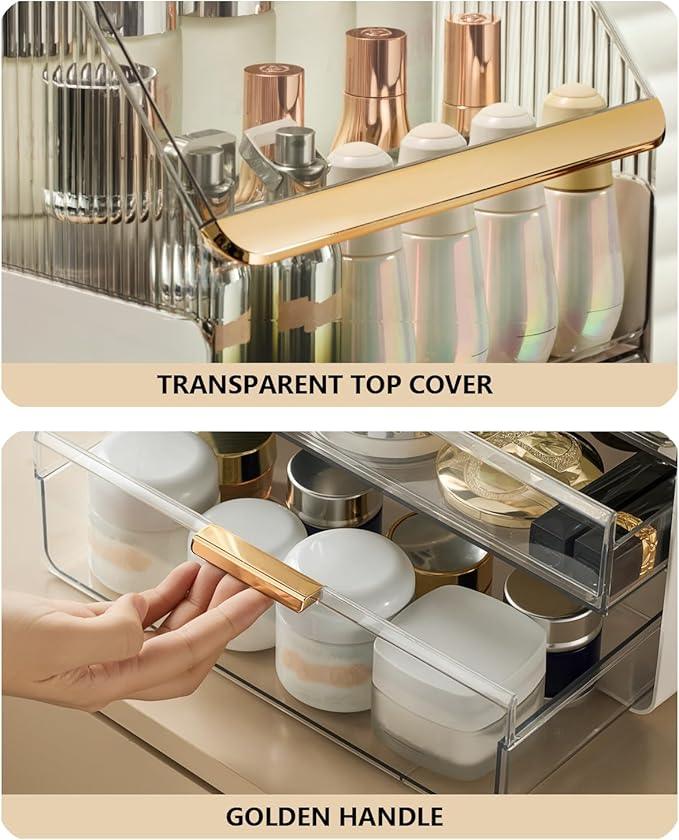 Omeily Large Makeup Organizer Countertop Vanity Organizer Cosmetic Organizer Makeup Storage Box Bathroom Counter Organizer Perfume Skincare Organizers Gift Women Girls Clear Design Easy Visibility - ModernBath