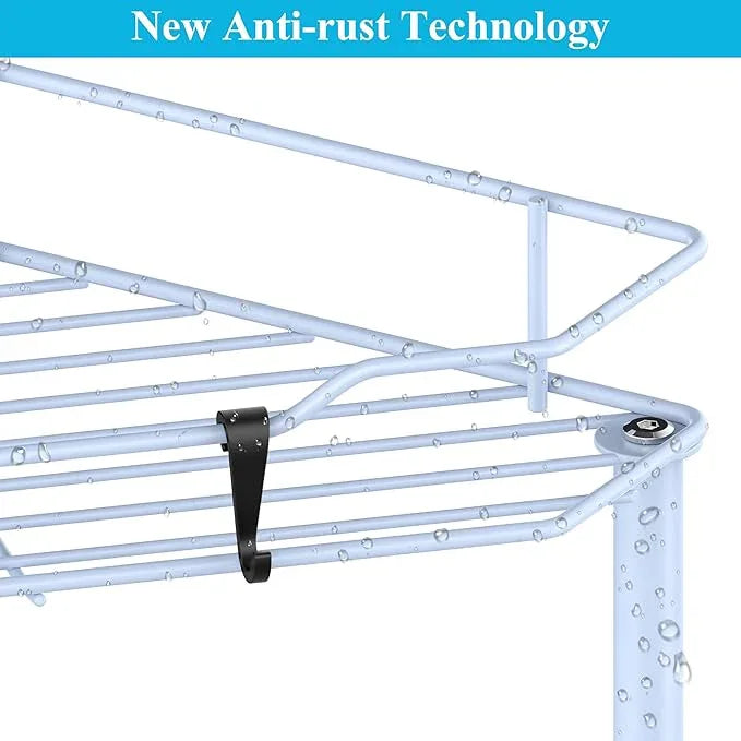 3 Tier Floor Standing Corner Shower Caddy Organizer Shelf with Hooks, Bathroom Shelves Stand Rack, Blue - ModernBath
