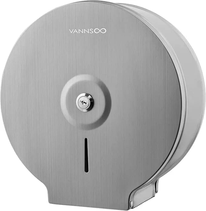 Commercial Jumbo Toilet Paper Dispenser, Wall Mount Stainless Steel 9 Inch Roll Toilet Paper Holder Bath Tissue Dispenser Lock Key (Brushed) - ModernBath