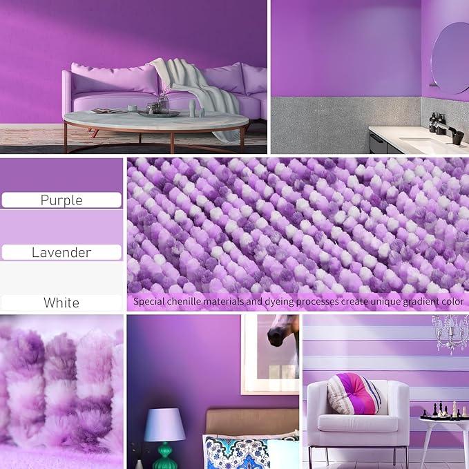 Yimobra Chenille Bathroom Rugs, 28x17.5, Extra Soft Bath Mats for Bathroom Non Slip, Fluffy Plush Luxury Shower Mat Outside, Water Absorbent, Machine Washable, Purple & Lavender - ModernBath