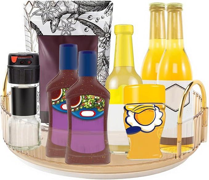 INVSSENE 360° Rotating Makeup Organizer, Bathroom Make Up Spinning Holder Rack, Large Capacity Cosmetics Storage Vanity Shelf Countertop, Fits Cosmetics, Perfume, Skincare, Lipsticks(1 Tier, Yellow) - ModernBath