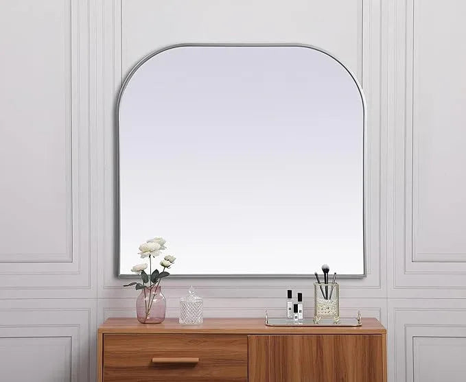 Illuminate, Metal Frame Arch Mirror 40X38 Inch in, Modern, Silver - ModernBath