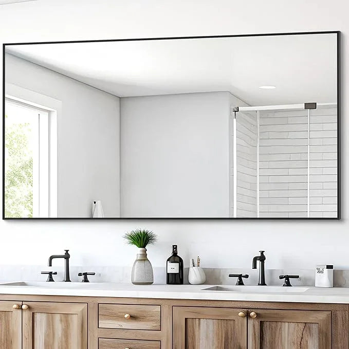 DESBING Black Bathroom Mirror for Wall, 30x55 Inch Rectangle Mirrors with Metal Frame, Modern Vanity Wall Mirror Decor for Entryway Hangs, Bathroom Living Room Horizontal or Vertical - ModernBath