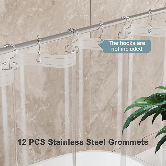 FY&XZH Waterproof Clear Shower Curtain Liner - PEVA Lightweight Plastic Shower Liner Shower Curtains for Bathroom, 72" x 72" - ModernBath
