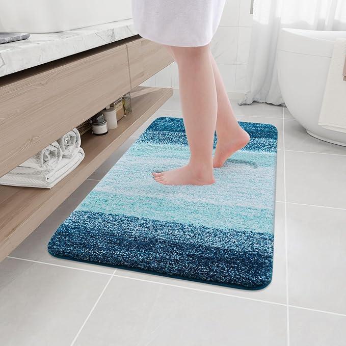 Arotive Microfiber Bathroom Rugs, Shaggy Soft and Absorbent Bath Rug, Non-Slip, Thick Plush Machine Washable Dry Bath Mats for Bathroom, Tub and Shower, 36x24, Peacock Blue, Rectangular - ModernBath