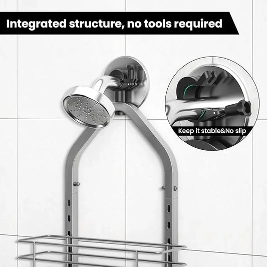 Aquohola Shower Caddy Hanging (Silver), Adjustable Anti-Swing-Over The Shower Head Caddy, 4 Tier Height Bathroom Storage Organizer Bathroom Shelves Basket Rack Shower Caddies (4Tier) - ModernBath