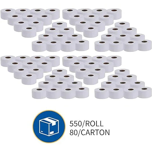 Genuine Joe Jumbo Roll Bath Tissue - 2-Ply White Toilet Paper, 3.3" x 650' per Roll, 12 Count Bulk Pack, Recycled Fiber, Commercial Grade for Dispensers - ModernBath