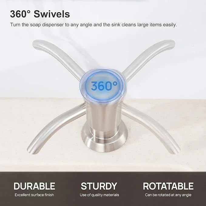 GAGALIFE Built in Counter Soap Dispenser (Brushed Nickel) for Kitchen Sink and Extension Tube Kit, Anti-Leakage Upgrade with 40" Tube No More Top Refill - ModernBath