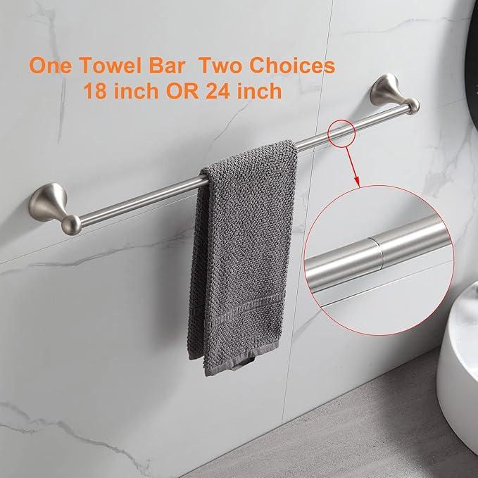BGL Bathroom Hardware Set Brushed Nickel Adjustable Expandable Bath Towel Bars Bathroom Accessory Set Towel Racks 8-Pieces Wall Mount - ModernBath