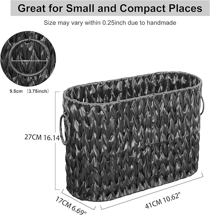 Coeusy Black Toilet Paper Storage Basket,Large Free Standing Toilet Paper Organizer,Waterproof Narrow Wicker Basket for Bathroom,Under Sink,or Cabinet - ModernBath