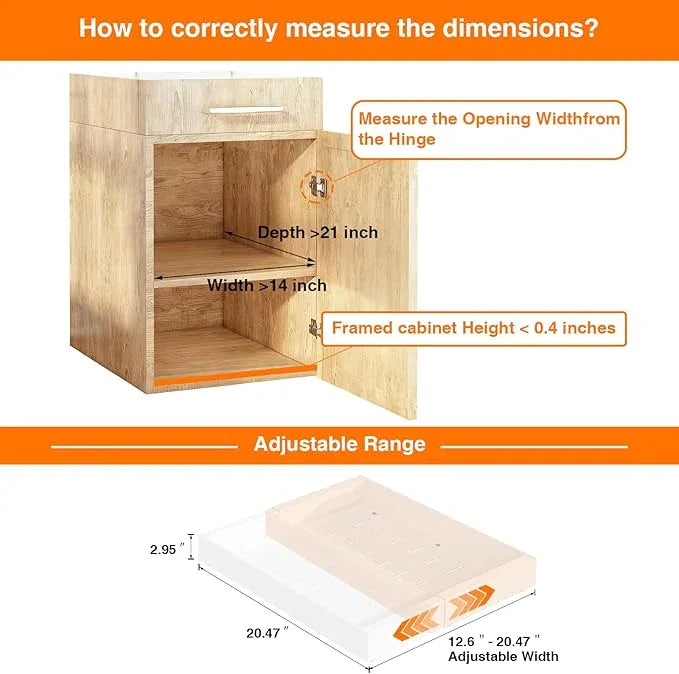 LEGUANG 2 Pack Expandable Pull-Out Cabinet Organizers (12.6-20.4" W x 21" D) - Upgraded 3 Quiet Slide Rails, Nano-Film Adhesive Fixing, White, Fit Kitchen/Living Room/Bathroom/Vanity - ModernBath