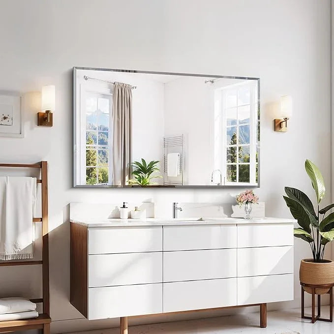 CILIBER Beveled Bathroom Mirror, 30x48 Large Frameless Mirrors for Over Sink, Upgraded Shatterproof Beveled Frameless Vanity Mirror for Bedroom, Living Room and Entryway (Horizontal/Vertical) - ModernBath