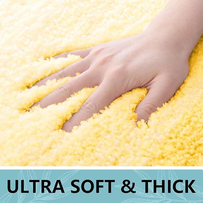 Arotive Microfiber Bathroom Rugs, Shaggy Soft and Absorbent Bath Rug, Non-Slip, Thick Plush Machine Washable Dry Bath Mats for Bathroom, Tub and Shower, 24x16, Yellow, Rectangular - ModernBath