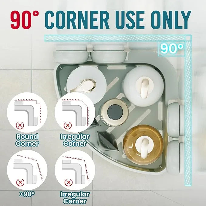 TAILI Suction Corner Shower Caddy, Bathroom Shower Shelf Storage Basket Wall Mounted Organizer for Shampoo, Conditioner, Plastic Rack for Kitchen & Bathroom, Drill-Free Removable (2 Pack)-Grey - ModernBath