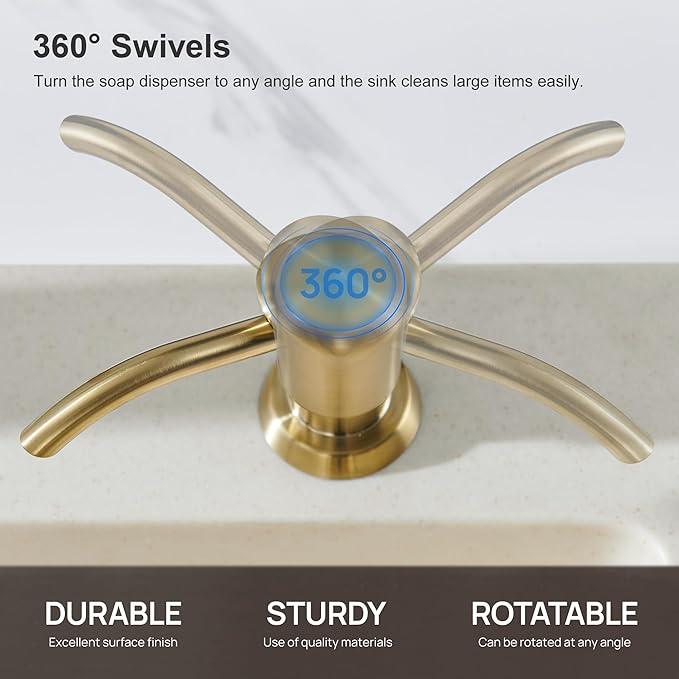 GAGALIFE Built in Counter Soap Dispenser for Kitchen Sink and Extension Tube Kit, Anti-Leakage Upgrade with 40" Tube No More Top Refill, Brushed Gold - ModernBath