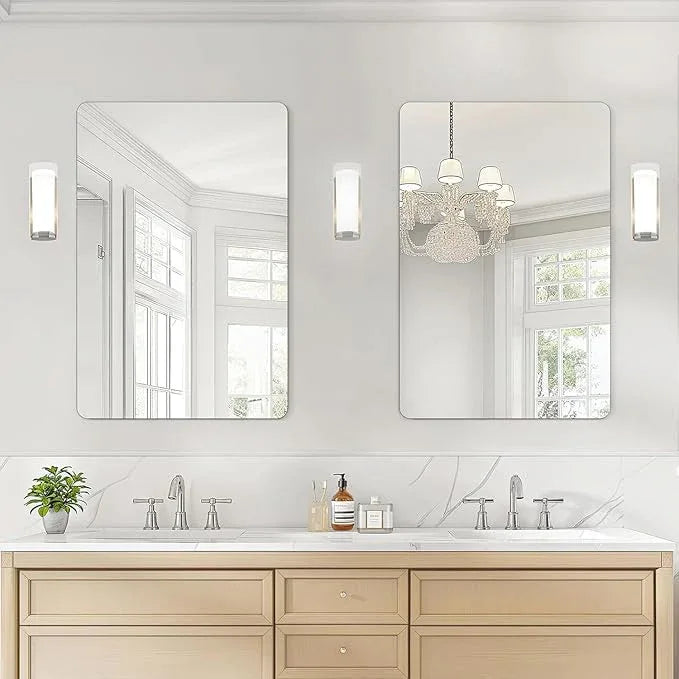 USHOWER 2-Pack Frameless Bathroom Mirror 20X30 Inch, Rectangle Wall Vanity Mirror for Over Sink, Bathroom, Bedroom, Entryway, Polished Edge, Tempered Glass - ModernBath
