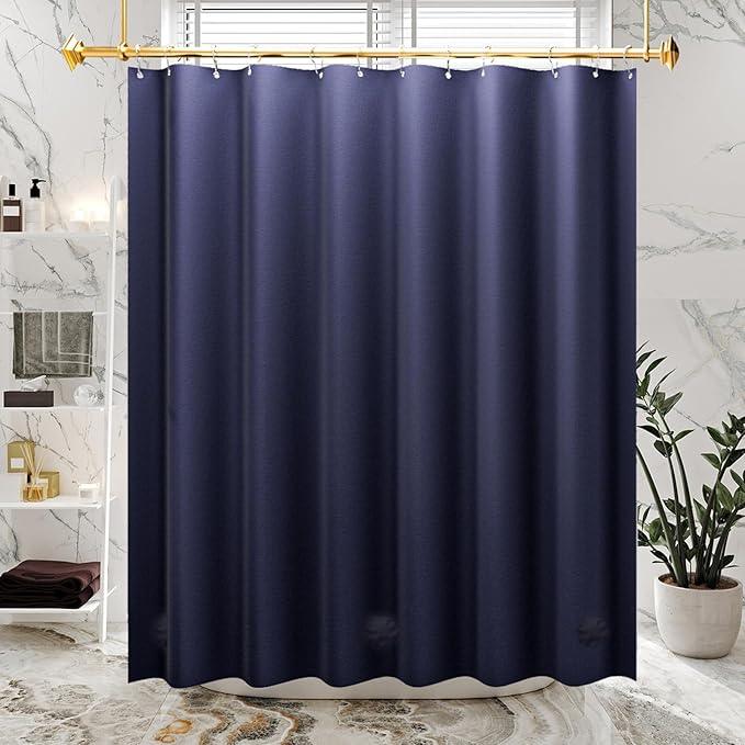 AmazerBath Navy Blue Shower Curtain, Thick PEVA, Heavy Duty Waterproof 72x72 with 3 Weighted Stones and 12 Grommets - ModernBath