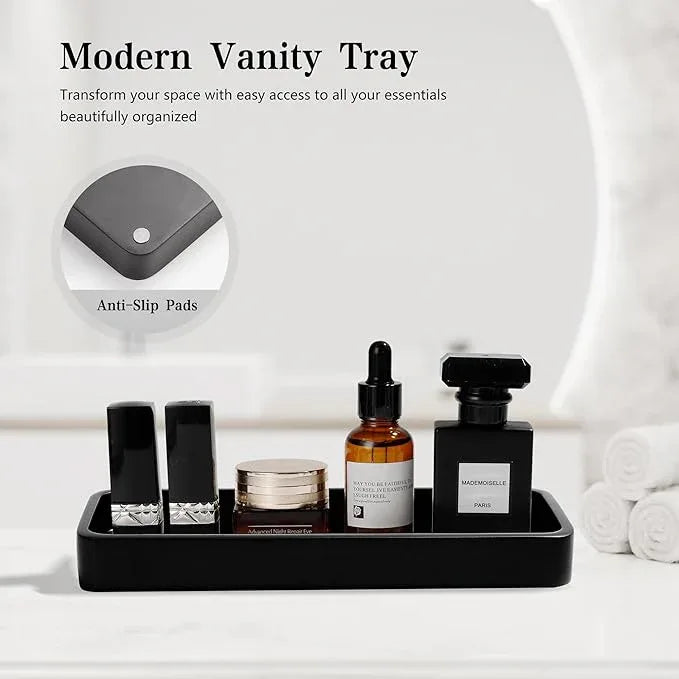 YMXYJM Bathroom Accessories Set, 4 Pcs Bathroom Accessory Set, Soap Dispenser, Toothbrush Holder, Qtip Holder Set, Bathroom Sets Complete, Bathroom Sink Set for Modern Home Decor, Black - ModernBath