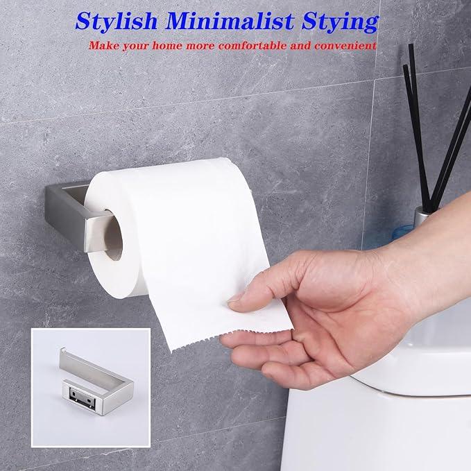 GERZWY Contemporary Stainless Steel Wall Mounted 2-Piece Bathroom Hardware Set - Towel Rings Toilet Paper Holder, Brushed Finish HG1708-2LS - ModernBath