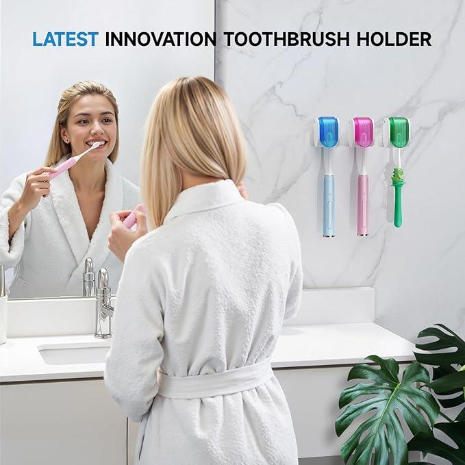 Toothbrush Holders for Bathrooms【Upgrade Single Slot Design】 Toothbrush Holder Wall Mounted with Cover Moisture-Proof and Dust-Proof Toothbrush Storage Organizer for Shower Family and Travel 3PCS - ModernBath