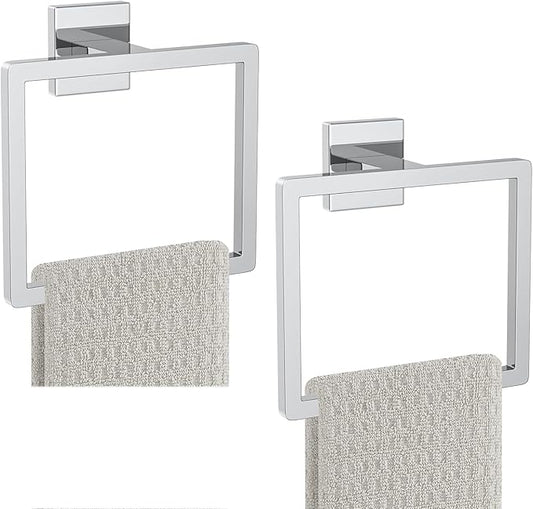 2-Piece Polished Chrome Towel Ring,Hand Towel Holder,Modern Towel Holder Stainless Steel Towel Rack Wall-Mounted Bathroom Towel Hanger