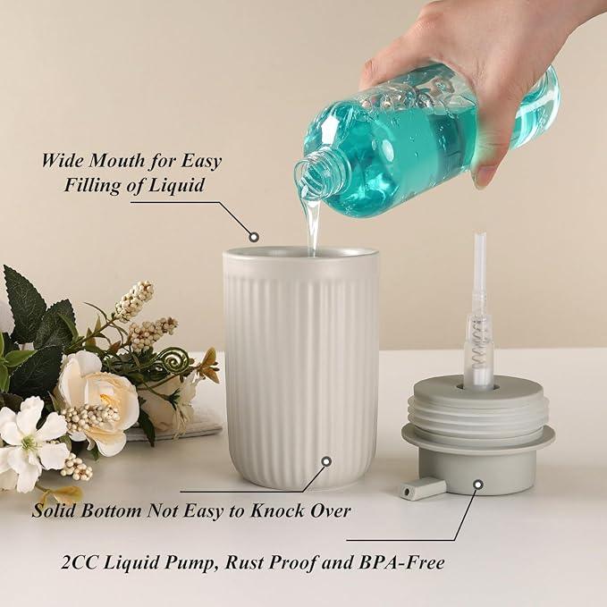 BosilunLife Dish Hand Soap Dispenser - Liquid Pump Soap Dispenser for Bathroom Decro 12oz Ceramic Kitchen Dish Dispenser with Rust-Proof Liquid Pump Modern Refillable Lotion Bottles - ModernBath
