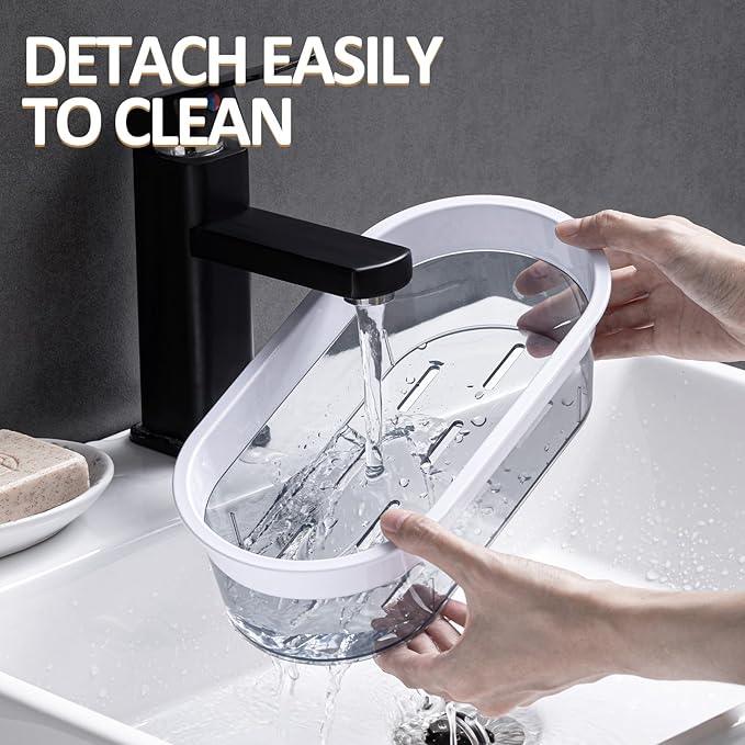 LEVERLOC Shower Caddy Suction Cup, Shower Organizer Removable Bathroom Shelf, Storage Suction Powerful Max Hold 22lbs Bathroom Caddy Waterproof Holder, Chrome & Clear - ModernBath