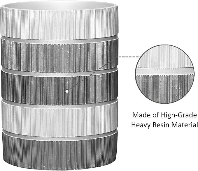 Zahari Home 2pc Modern Line Stylish Bath Accessories Set Waste Basket & Square Tissue Box Cover Classic Contemporary Decorative Beautiful Designs Gray Bathroom Decor Set for Home Modern Bath Set - ModernBath