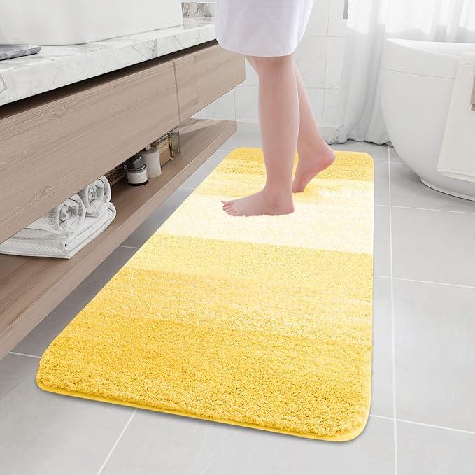 Arotive Microfiber Bathroom Rugs, Shaggy Soft and Absorbent Bath Rug, Non-Slip, Thick Plush Machine Washable Dry Bath Mats for Bathroom, Tub and Shower, 59x20, Yellow, Rectangular - ModernBath