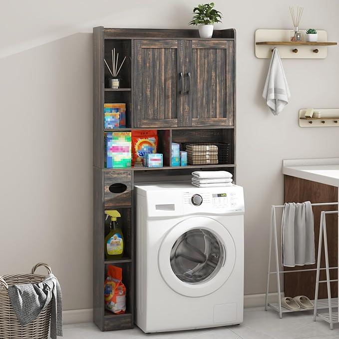 Vabches Over The Toilet Storage Cabinet, Farmhouse Storage Cabinet Over Toilet with Barn Door，Home Space-Saving Toilet Rack, for Bathroom, Restroom, Laundry - ModernBath