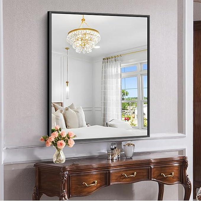 KOCUUY Black Bathroom Mirror, 30x36 Inch Rectangle Mirror for Over Sink, Modern Decorative Wall Mirror for Bedroom Living Room Bathroom, Hang Horizontal/Vertical - ModernBath