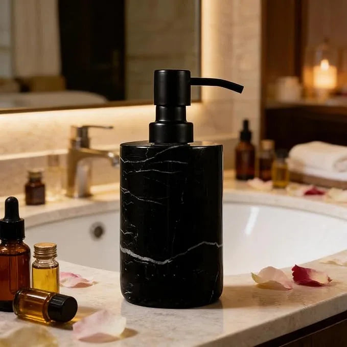 Elegant Black Marble Bath Essentials - Elevate Your Bathroom with Luxurious, Timeless Design,Marble Bath Accessories, Craftsmanship (Soap Pump) - ModernBath