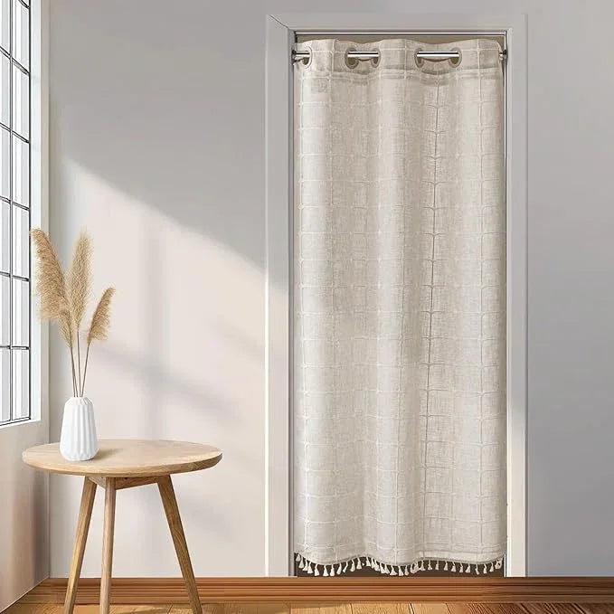 River Dream Linen Farmhouse Stall Shower Curtain with Snap-in Liner, No Hooks Needed,with Magnets,with Tassels,Water Repellent&Machine Washable,36x74Inch - ModernBath