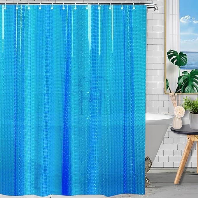 EVA Shower Curtain Liner Blue Shower Curtain 3D Water Cube Clear Shower Curtains for Bathroom with 12 Rust Proof Metal Grommets,Clear EVA Shower Liner for Girly Bathroom Shower Stall 71x71 Inches - ModernBath