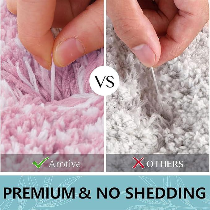 Arotive Microfiber Bathroom Rugs, Shaggy Soft and Absorbent Bath Rug, Non-Slip, Thick Plush Machine Washable Dry Bath Mats for Bathroom, Tub and Shower, 30x20, Mauve, Rectangular - ModernBath