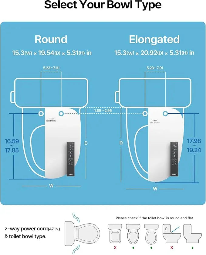 Coway Electronic Bidet Elongated Toilet Seat with Instantaneous Water Heating, Heated Seat and Dryer, Soft Close Lid, Stainless Nozzle, Self Cleaning, Remote Control 400S - ModernBath
