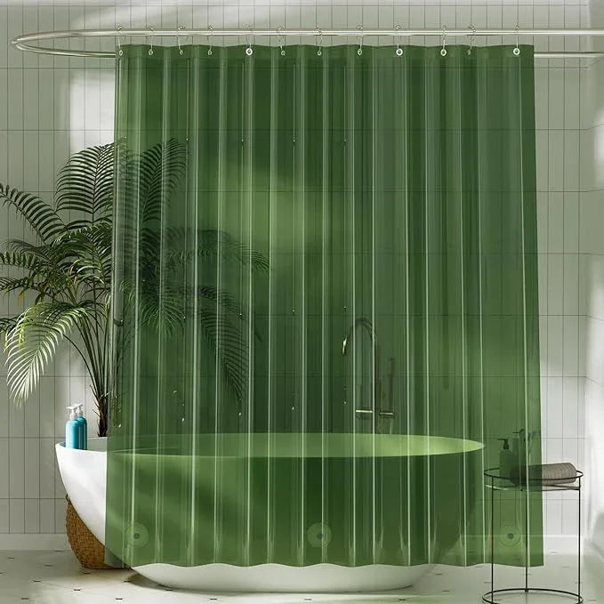 Titanker Shower Curtain Liner, Plastic Shower Liner PEVA 72 x 72 Lightweight Waterproof Shower Curtains for Bathroom with Magnets and Grommets, Dark Green - ModernBath
