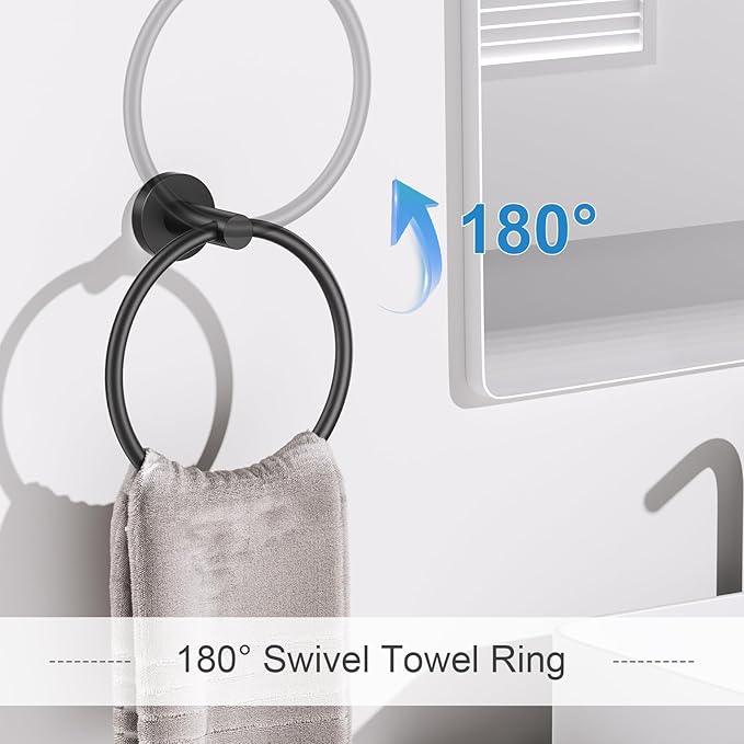 Matte Black Bathroom Hardware Set, 5 Pieces Black Towel Bar Bathroom Accessories Set, Upgraded Toilet Paper Holder with Shelf, 23.6 Inch Towel Rack Towel Holder for Bathroom Wall - ModernBath