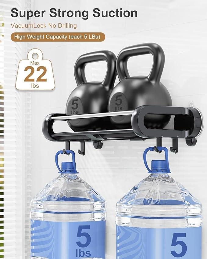 JOTPE Suction Cup Shower Shelf, Removable Shower Caddy Suction Cup with Large Capacity, Storage Suction Powerful Max Hold 22lbs, No Drilling Shelves for Bathroom Storage & Home Decor, Black - ModernBath