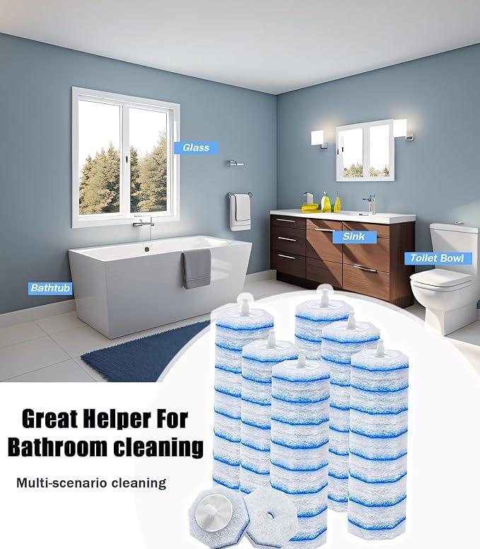 60 Pcs DisposableToilet Wand Refills for Clorox, 5X Cleaning Power Scrubber, Upgrade Fiber Cleaner Heads for for Toilet and Bathroom Cleaning - ModernBath