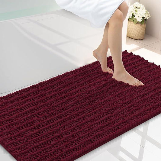 Smiry Bathroom Rugs Mat 44x24, Extra Soft Absorbent Chenille Bath Rugs, Non Slip Rubber Backing Machine Washable Quick Dry Bath Mats for Bathroom Floor, Tub, Shower, Home Decor Accessories, Burgundy - ModernBath