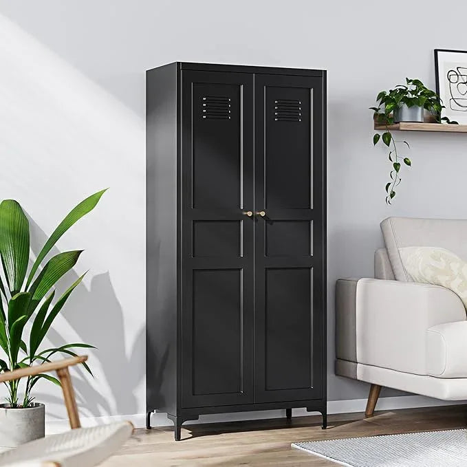 Yizosh Metal Pantry Cabinet,Tall Kitchen Pantry Storage Cabinet with Doors and Adjustable Shelves - 61" Black Cupboard Cabinet for Kitchen, Living Room,Dining Room,Home - ModernBath