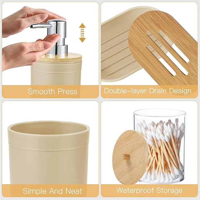 iMucci Bathroom Accessories Bathroom Sets with Shower Curtain, Bath Towel Set, Trash Can, Toilet Brush, Soap Dispenser, Bathroom Accessories Set Complete - ModernBath