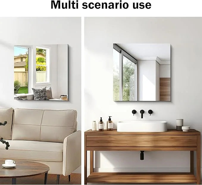 CILIBER Frameless Mirror, 24x24 inch Square Bathroom Mirrors for Wall, Upgraded Shatterproof Vanity Mirror Over Sink with Polished Edge for Bathroom,Bedroom,Living Room and Entryway - ModernBath
