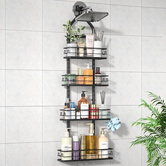 XDMsuxd Shower Caddy Hanging Rustproof, 4 Tier Adjustable Hanging Shower Caddy Over Showerhead, No Drilling Handing Shower Racks for Bathroom Shampoo Soap Storage - ModernBath