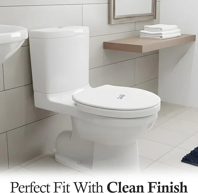 Safe Buns Round Toilet Seat - Patented Dual Lock Rims with Four Slip-Resistant Bumpers - Soft Close Toilet Seat with 100% Polypropylene for Durability - Easy Clean & Universal Fit for all Toilets - ModernBath