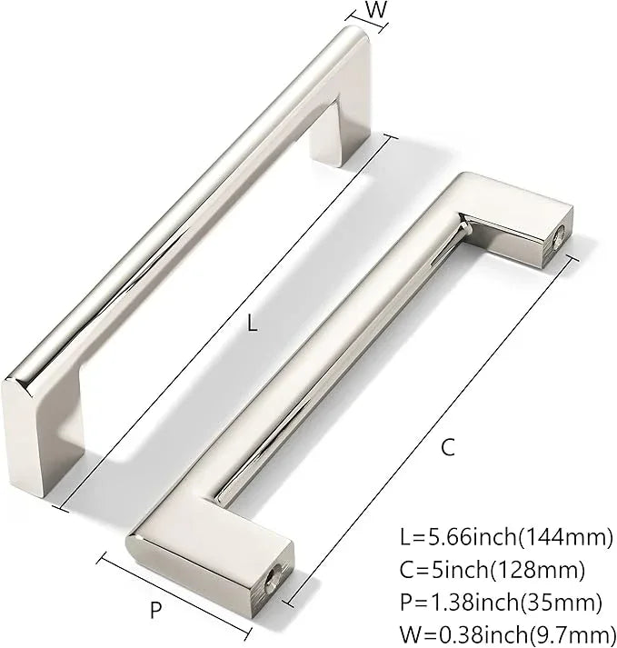 khtumeware 5 Inch Hole Center 2 Pack Polished Nickel Cabinet Pulls Heavy Duty Solid Kitchen Drawer Handle, Hardware for Bathroom, Drawer, Cabinet, Door Cabinet - ModernBath