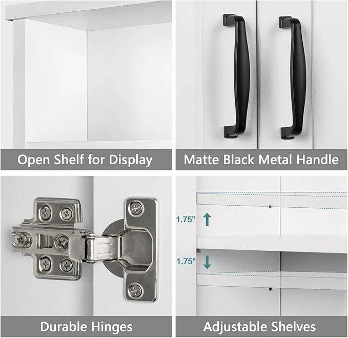 Over The Toilet Storage Cabinet, Over Toilet Bathroom Organizer with Adjustable Shelf and Double Doors, Space Saver Shelf Above Toilet Storage Cabinet (White) - ModernBath