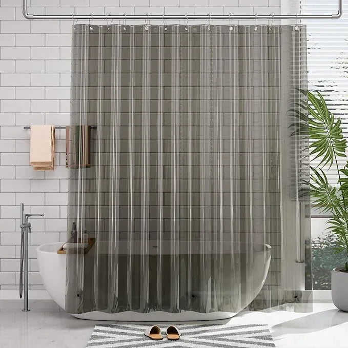 AmazerBath Transparent Black Shower Curtain Liner, 72x72 Shower Liner, Lightweight Plastic Shower Curtain Liners, Cute Waterproof Shower Liner for Bathroom with 3 Magnets and 12 Grommet Holes - ModernBath